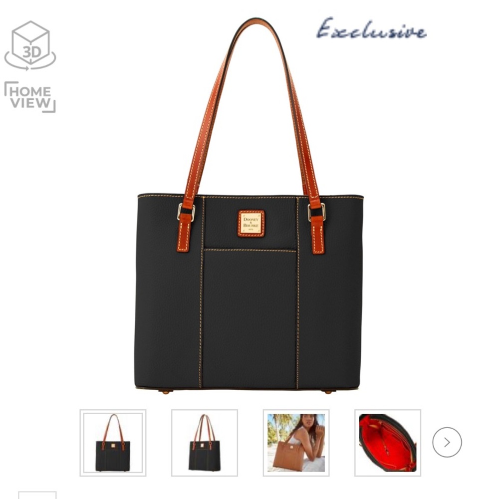 Dooney & Bourke Small Pebble Grain Lexington Shopper Handbag- Amber Brown
